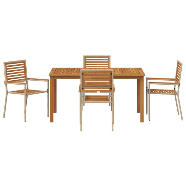 Grote foto vidaxl tuin eetset 5 pcs beige poly riet tuin en terras tuinmeubelen