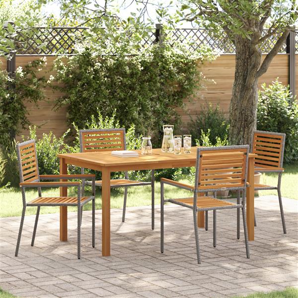 Grote foto vidaxl tuin eetset 5 pcs grijs poly riet tuin en terras tuinmeubelen