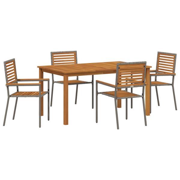 Grote foto vidaxl tuin eetset 5 pcs grijs poly riet tuin en terras tuinmeubelen