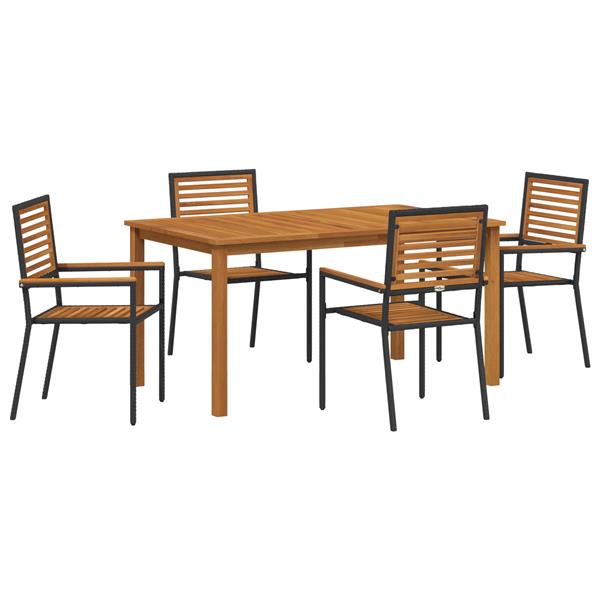 Grote foto vidaxl tuin eetset 5 pcs zwart poly riet tuin en terras tuinmeubelen
