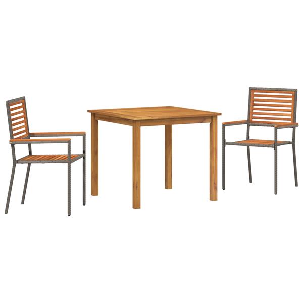 Grote foto vidaxl tuin eetset 3 pcs grijs poly riet tuin en terras tuinmeubelen