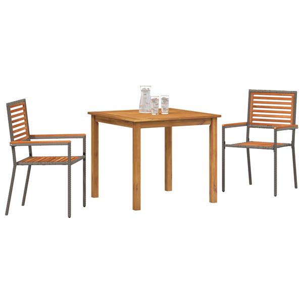 Grote foto vidaxl tuin eetset 3 pcs grijs poly riet tuin en terras tuinmeubelen