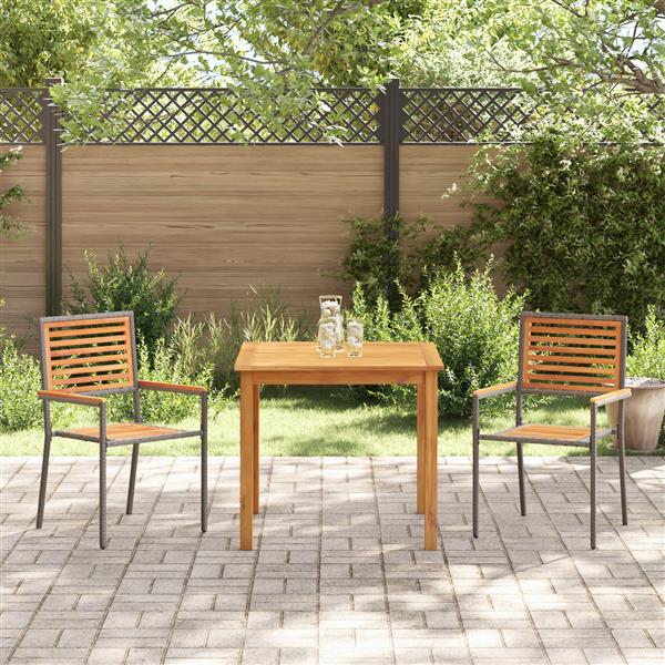 Grote foto vidaxl tuin eetset 3 pcs grijs poly riet tuin en terras tuinmeubelen