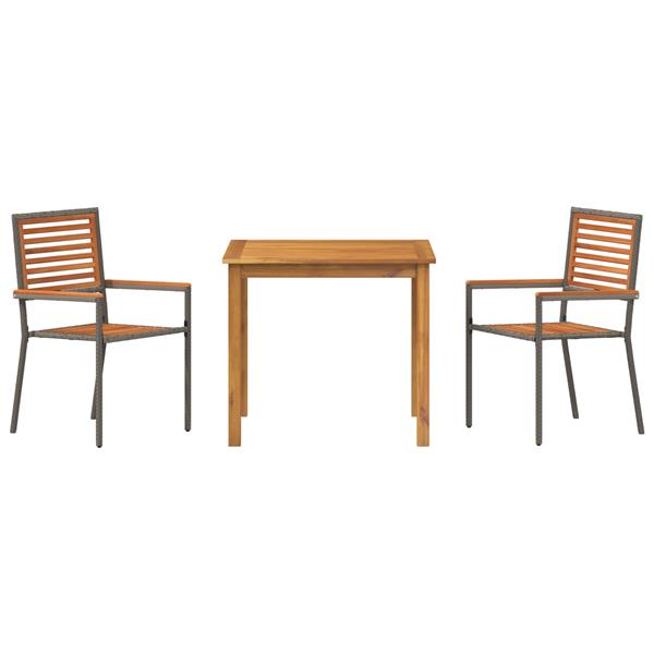 Grote foto vidaxl tuin eetset 3 pcs grijs poly riet tuin en terras tuinmeubelen