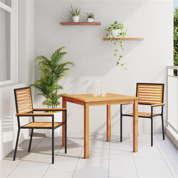 Grote foto vidaxl tuin eetset 3 pcs zwart poly riet tuin en terras tuinmeubelen