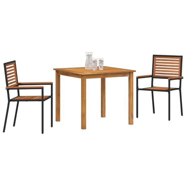 Grote foto vidaxl tuin eetset 3 pcs zwart poly riet tuin en terras tuinmeubelen