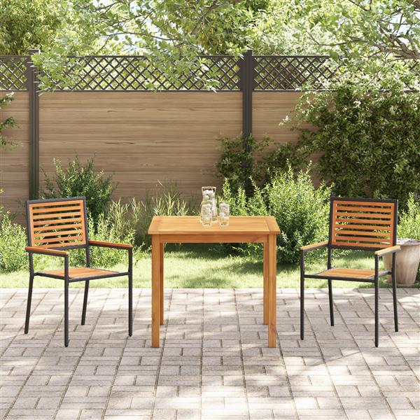 Grote foto vidaxl tuin eetset 3 pcs zwart poly riet tuin en terras tuinmeubelen