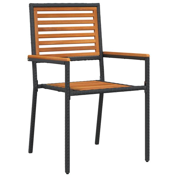 Grote foto vidaxl tuin eetset 3 pcs zwart poly riet tuin en terras tuinmeubelen