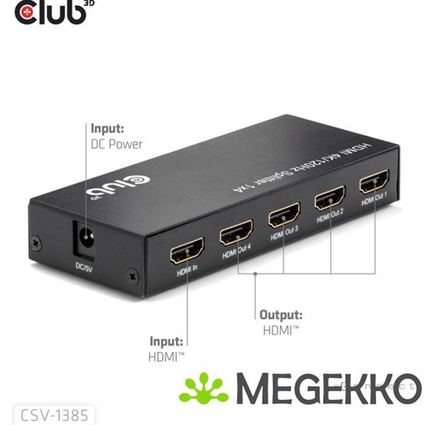 Grote foto club3d 1 to 4 hdmitm splitter 4k120hz computers en software videokaarten