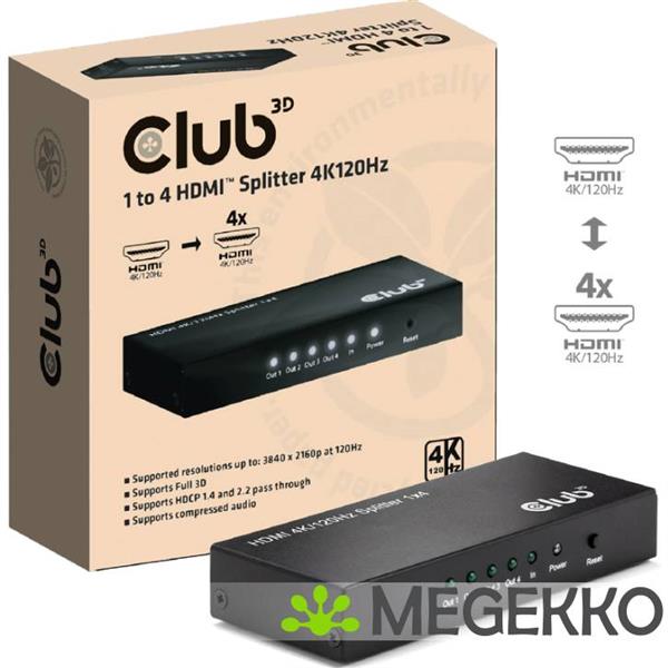 Grote foto club3d 1 to 4 hdmitm splitter 4k120hz computers en software videokaarten