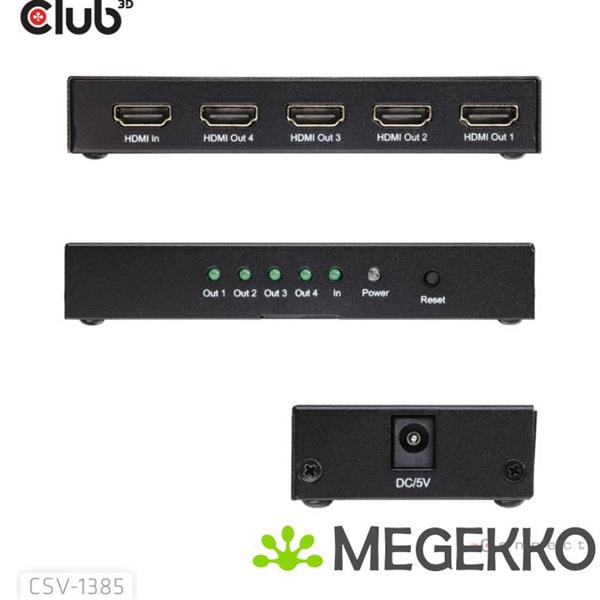Grote foto club3d 1 to 4 hdmitm splitter 4k120hz computers en software videokaarten