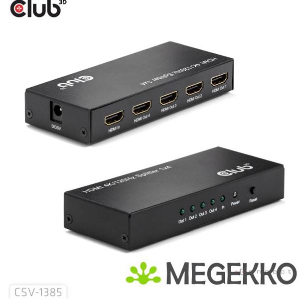 Grote foto club3d 1 to 4 hdmitm splitter 4k120hz computers en software videokaarten
