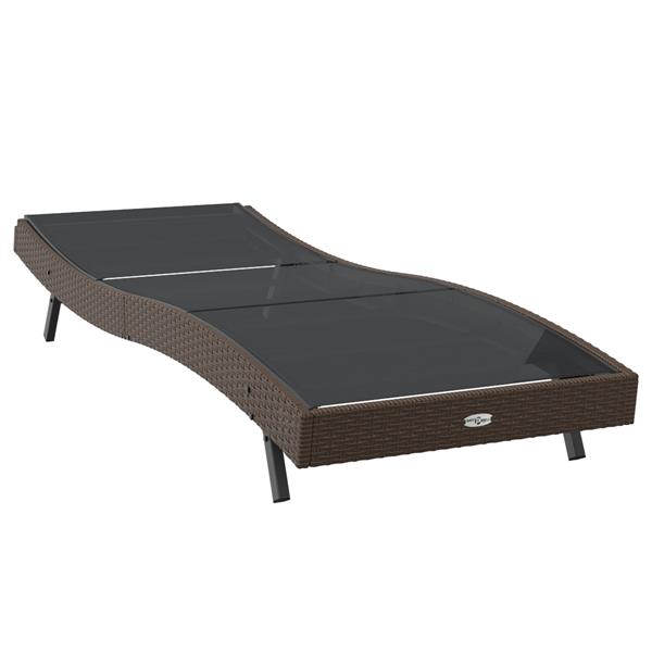 Grote foto vidaxl ligstoel 1 persoon bruin 70 x 197 x 82 cm poly rattan en metaal tuin en terras tuinmeubelen