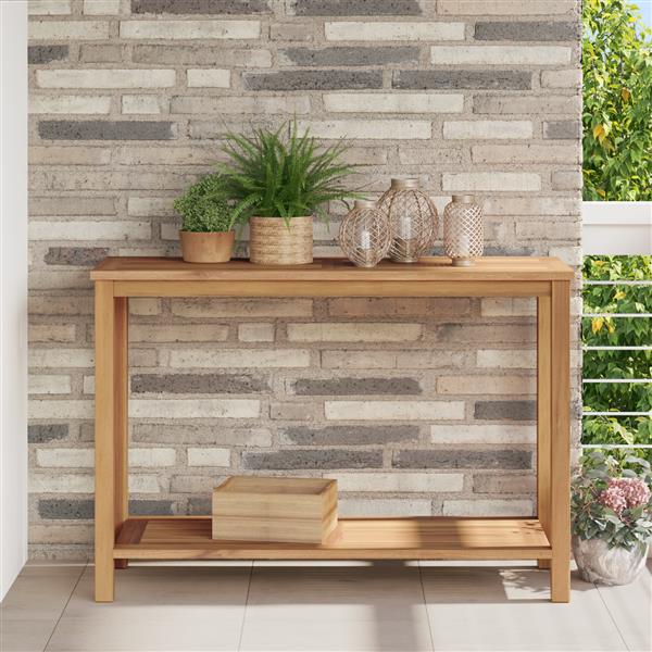 Grote foto vidaxl salontafel met opslag bruin 110 x 40 x 45 cm massief teakhout tuin en terras tuinmeubelen