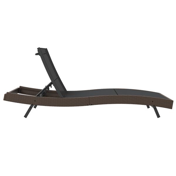 Grote foto vidaxl ligstoel 1 persoon bruin 70 x 197 x 82 cm poly rattan en metaal tuin en terras tuinmeubelen