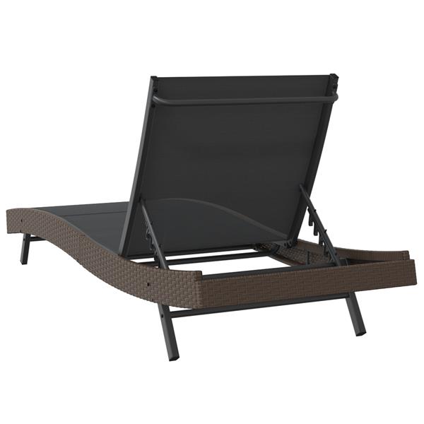 Grote foto vidaxl ligstoel 1 persoon bruin 70 x 197 x 82 cm poly rattan en metaal tuin en terras tuinmeubelen