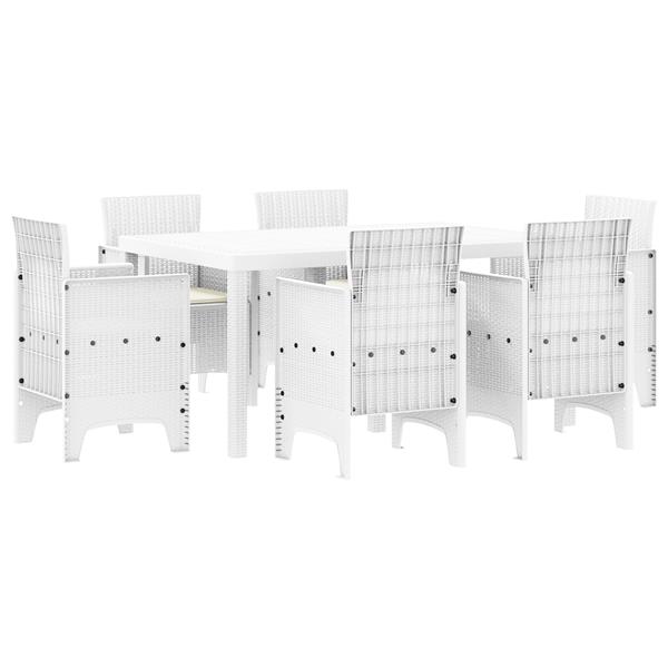 Grote foto vidaxl tuin eetset 7 pcs wit polt riet tuin en terras tuinmeubelen