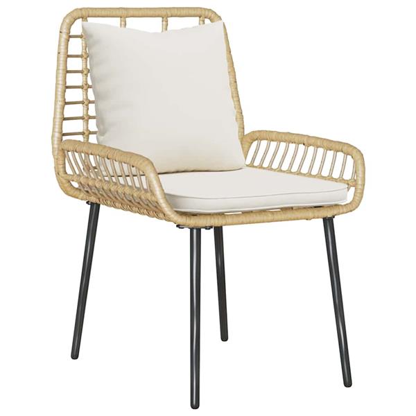 Grote foto vidaxl tuin eetset 3 pcs bruin zwart cr me poly riet en staal tuin en terras tuinmeubelen