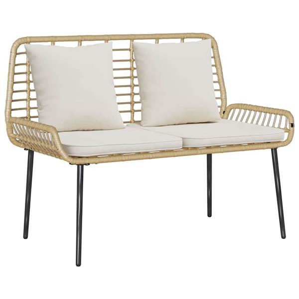 Grote foto vidaxl tuin eetset 3 pcs bruin zwart cr me poly riet en staal tuin en terras tuinmeubelen