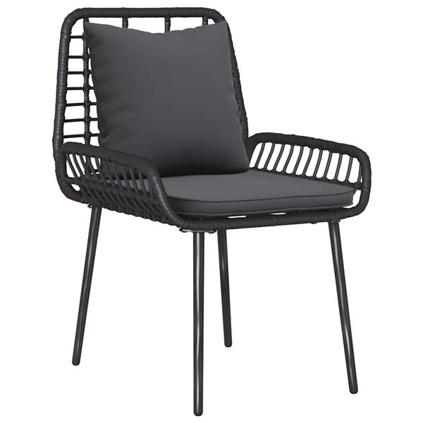 Grote foto vidaxl tuin eetset 3 pcs zwart en anthraciet poly riet en staal tuin en terras tuinmeubelen