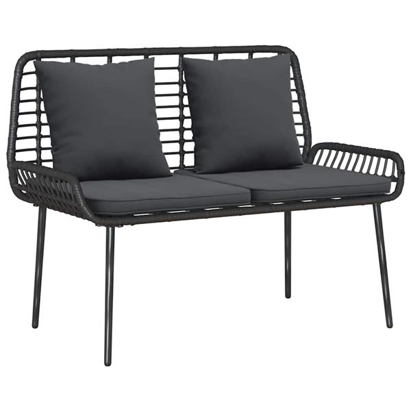 Grote foto vidaxl tuin eetset 3 pcs zwart en anthraciet poly riet en staal tuin en terras tuinmeubelen