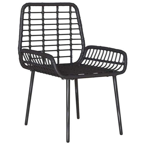 Grote foto vidaxl tuin eetset 3 pcs zwart en anthraciet poly riet en staal tuin en terras tuinmeubelen