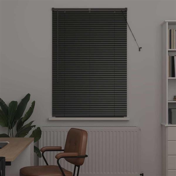 Grote foto vidaxl raamblind met gordijnen zwart aluminium huis en inrichting gordijnen en lamellen