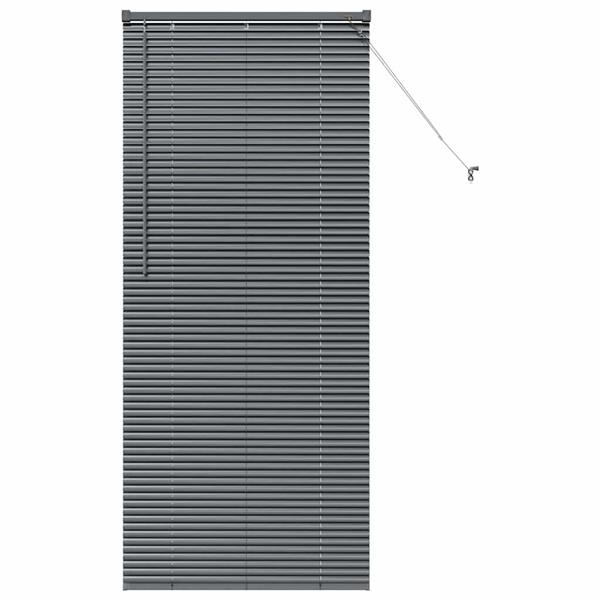 Grote foto vidaxl raamblind met gordijnen handmatig donkergrijs aluminium huis en inrichting gordijnen en lamellen