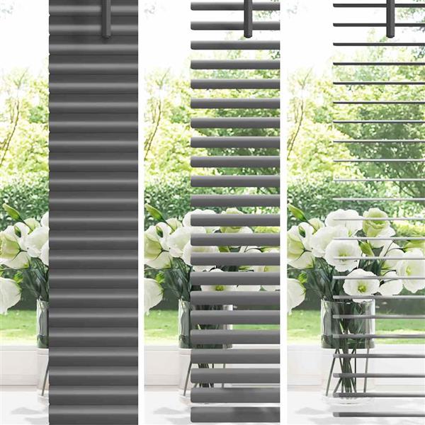 Grote foto vidaxl raamblind met gordijnen handmatig donkergrijs aluminium huis en inrichting gordijnen en lamellen