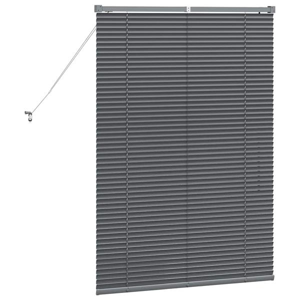 Grote foto vidaxl raamblind met gordijnen handmatig donkergrijs aluminium huis en inrichting gordijnen en lamellen