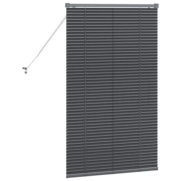 Grote foto vidaxl raamblind met gordijnen handmatig donkergrijs aluminium huis en inrichting gordijnen en lamellen