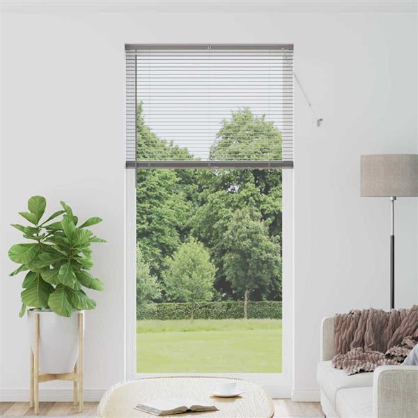 Grote foto vidaxl raamblind met gordijnen handmatig zilver aluminium huis en inrichting gordijnen en lamellen