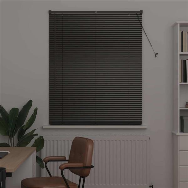 Grote foto vidaxl raamblind met gordijnen zwart aluminium huis en inrichting gordijnen en lamellen