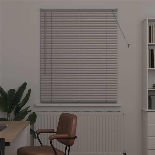 Grote foto vidaxl raamblind met gordijnen handmatig zilver aluminium huis en inrichting gordijnen en lamellen