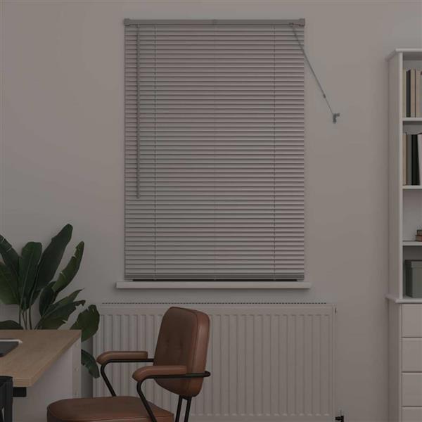 Grote foto vidaxl raamblind met gordijnen handmatig zilver aluminium huis en inrichting gordijnen en lamellen