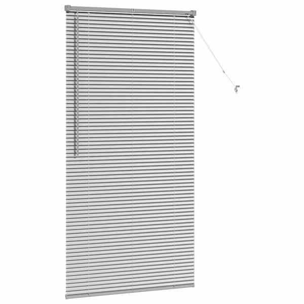 Grote foto vidaxl raamblind met gordijnen handmatig zilver aluminium huis en inrichting gordijnen en lamellen
