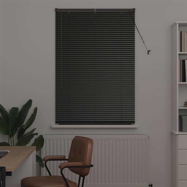 Grote foto vidaxl raamblind met gordijnen zwart aluminium huis en inrichting gordijnen en lamellen