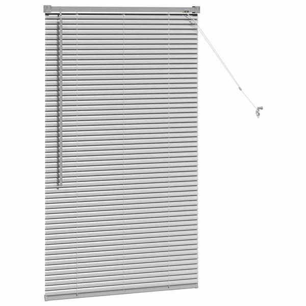 Grote foto vidaxl raamblind met gordijnen handmatig zilver aluminium huis en inrichting gordijnen en lamellen