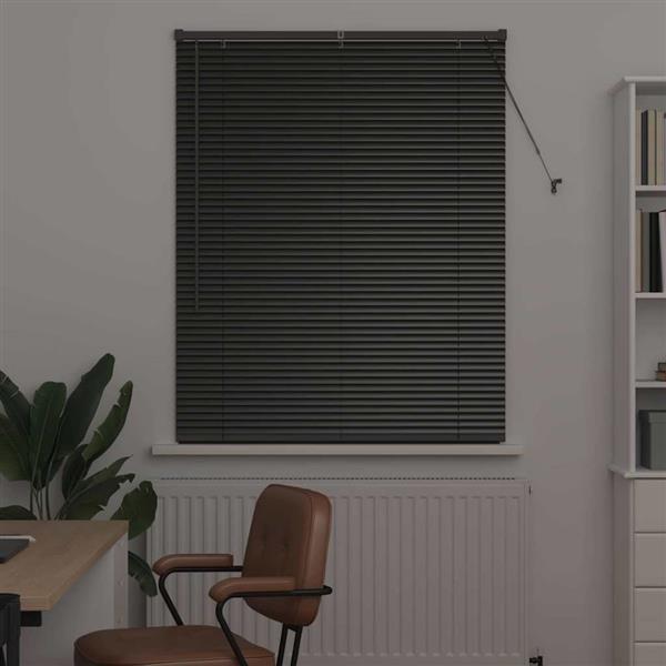 Grote foto vidaxl raamblind met gordijnen zwart aluminium huis en inrichting gordijnen en lamellen