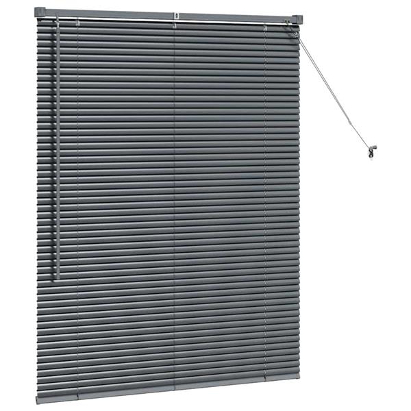 Grote foto vidaxl raamblind met gordijnen handmatig donkergrijs aluminium huis en inrichting gordijnen en lamellen