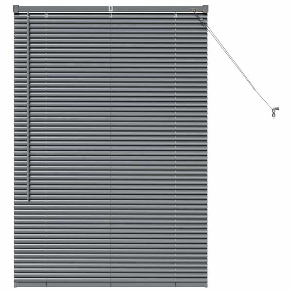 Grote foto vidaxl raamblind met gordijnen handmatig donkergrijs aluminium huis en inrichting gordijnen en lamellen