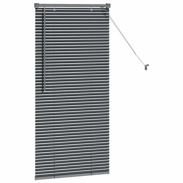 Grote foto vidaxl raamblind met gordijnen handmatig donkergrijs aluminium huis en inrichting gordijnen en lamellen