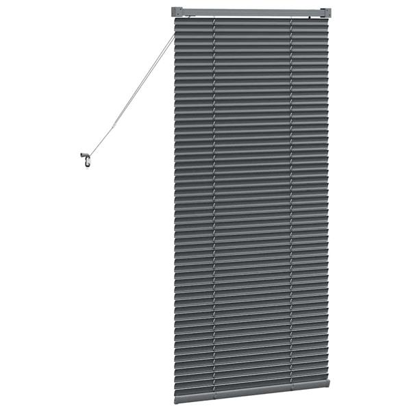 Grote foto vidaxl raamblind met gordijnen handmatig donkergrijs aluminium huis en inrichting gordijnen en lamellen