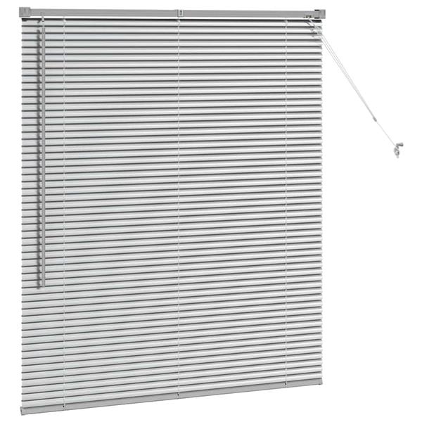 Grote foto vidaxl raamblind met gordijnen handmatig zilver aluminium huis en inrichting gordijnen en lamellen
