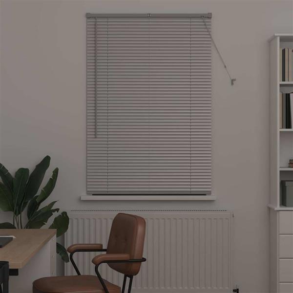 Grote foto vidaxl raamblind met gordijnen handmatig zilver aluminium huis en inrichting gordijnen en lamellen