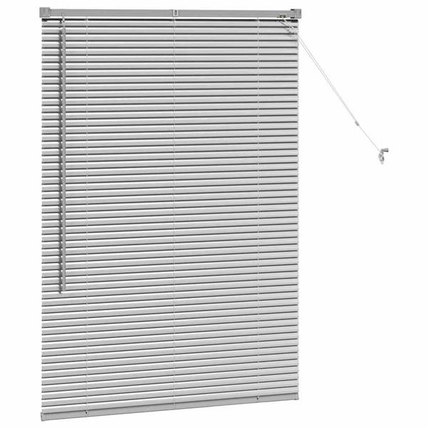 Grote foto vidaxl raamblind met gordijnen handmatig zilver aluminium huis en inrichting gordijnen en lamellen