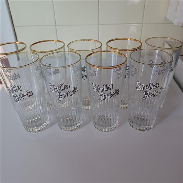 Grote foto 9 oude glazen stella artois. verzamelen biermerken