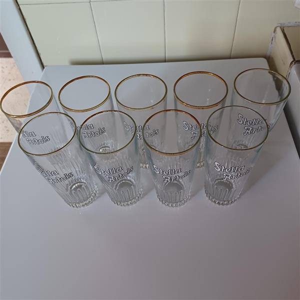 Grote foto 9 oude glazen stella artois. verzamelen biermerken