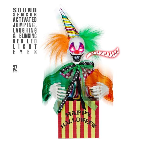 Grote foto halloween pop clown springend met geluid en licht 37cm verzamelen overige verzamelingen