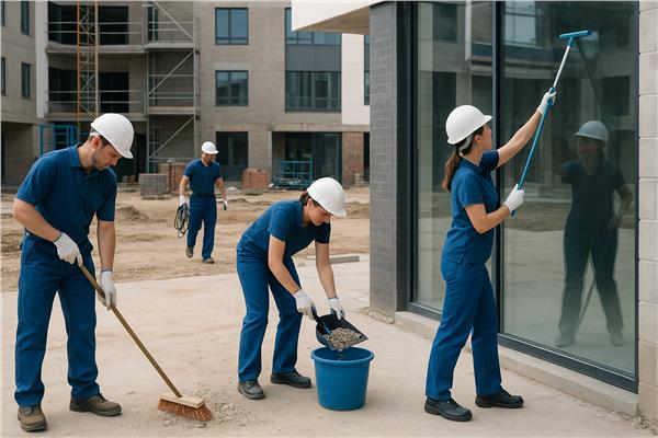 Grote foto op zoek naar werfopruimers of schoonmakers diensten en vakmensen aannemers
